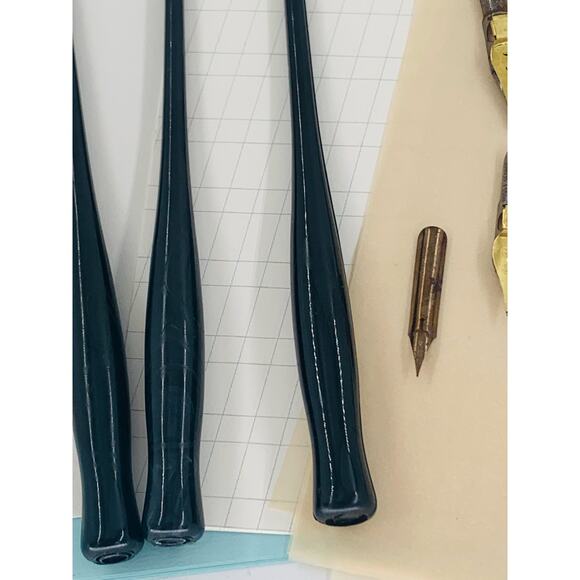 Calligraphy Pen Set Papers Illustrations 11 tips 3 Handles Tip Holder Example - Picture 7 of 16